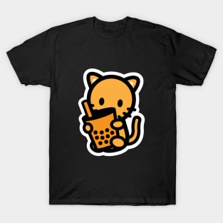 Cat Orange Boba Bubble Thai Milk Tea Bambu Cute Kitten Drink Bambu Brand T-Shirt